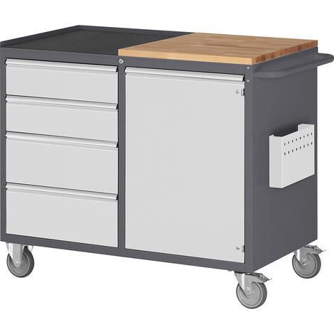 RAU, Établis compacts mobiles, 4 tiroirs, 1 porte, plateau en (1/2)