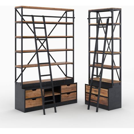 Ensemble de 2 bibliothèques en bois et métal - Kasi (1/5)