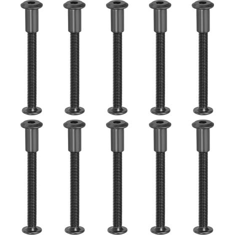 M6 x 60 mm Sechskantschrauben, 20er-Set Befestigungsschrauben für Bolzen und Innensechskantmuttern, für Scrapbooking, Gürtel, Fotoalben, Möbelreparaturen, Schwarz