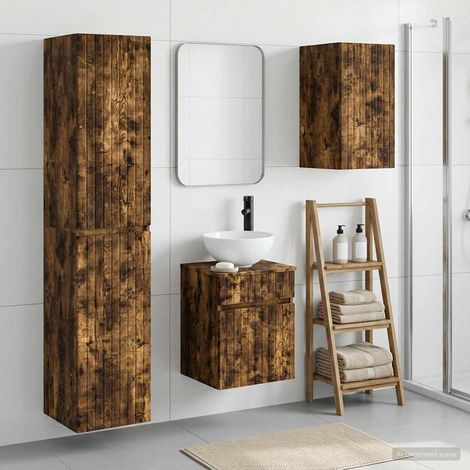vidaXL Bathroom Furniture Set 3 pcs Smoked Oak 33 x 34.5 x 160 cm (1/5)