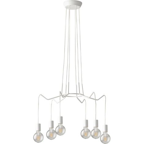 6 flammiger Kronleuchter HABITAT weiß - moderne Spinnenleuchte, Ø 66cm (1/3)