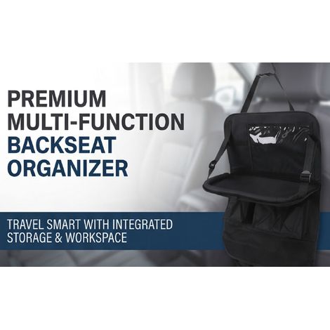Organisateur de siège arrière de voiture avec support pour tablette, poches de rangement, protections anti-coups de pied, accessoires de voyage, noir, 42 x 62 cm (1/5)