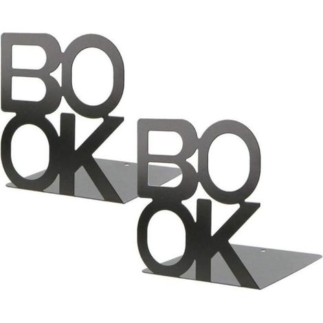 Serre-livres, paire de supports de livres pour bureau et bibliothèque, 13 x 13 x 14 cm, noir (1/5)