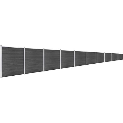 Maison Exclusive - Zaunelement Set WPC 1737x186 cm Schwarz (1/5)