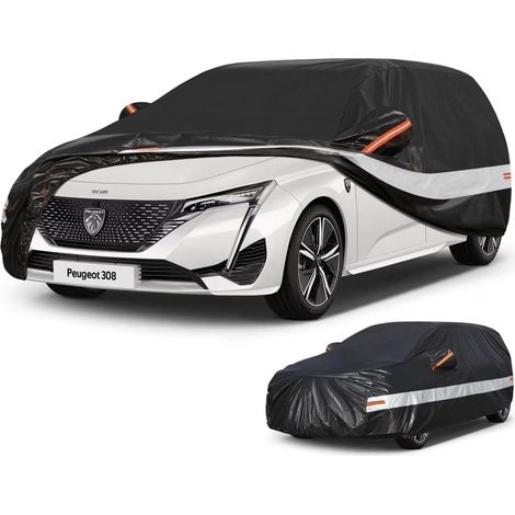Autoabdeckung 10 Schichten 100% Wasserdicht für Peugeot 308 (2007-2025) Schwarz (1/5)