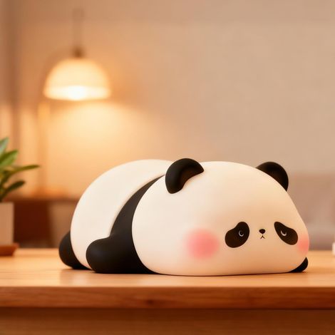 Veilleuse panda mignonne en silicone souple pour enfant, lampe de chambre avec gradation et minuterie, décoration douce et cadeau adorable pour bébé garçon/fille