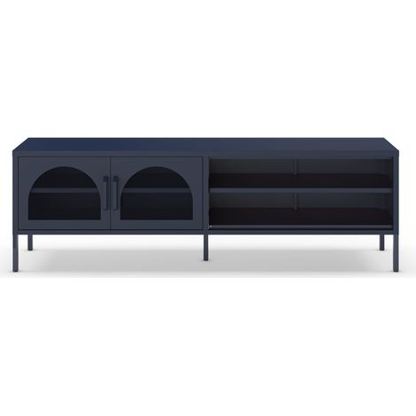 AVENO - Meuble TV 160cm en métal - Bleu (1/5)