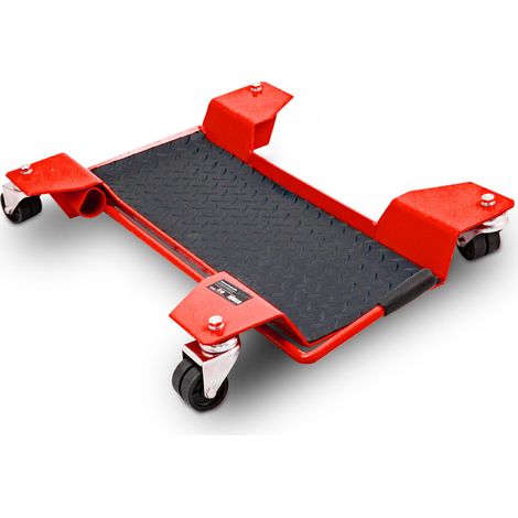 Bituxx Motorrad Rangierhilfe Rangierschiene Rangierplatte Parkhilfe Motorradständer für Zentralständer 60x42x9cm bis 250kg mit 360° Rollen und Rangierbremse Rot (1/5)