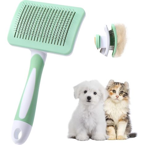 Brosse pour Chiens et Chats Brosse pour Chat,Brosse Pour Animaux de Compagnie,Pour Chiens Chats Eliminer des Tomentose Sous-poil Tangles-Vert (1/5)
