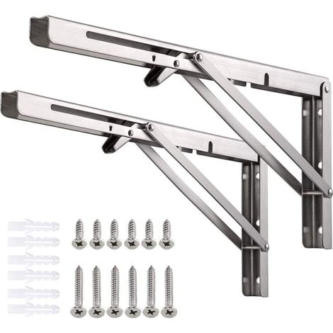 Équerre Pliante 400mm,2 Pièces Support Console Pliable Chargeable 150 kg,Lourds Support Console Pliable,Equerre Etagere Pour Garage,Cuisine,Chambre (1/5)
