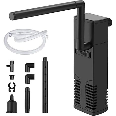Filtre d'aquarium, Pompe d'aquarium 4w, Circulation d'eau purifiée, Filtre intérieur d'aquarium réglable, Pompe à Eau 300l / h, Filtre d'aquarium Fluide avec Pompe à Eau pour Aquarium 60L (1/5)