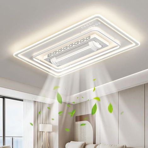 Ventilador de techo grande sin aspas con lámpara, Lámpara de techo LED de 140 W con ventilador y control remoto, 3 temperaturas de color, 105 x 65 cm (1/4)