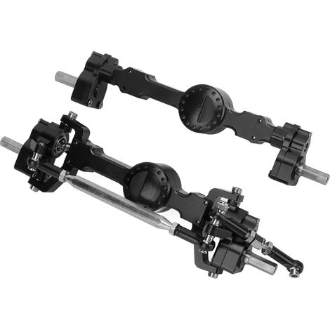 Essieu avant et arrière en métal, alliage d'aluminium haute résistance, précis, stable et durable pour MN MN98 D90 1/12 Noir (1/5)