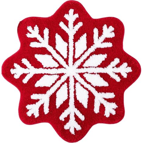 Tapis de Noël , flocon neige , imitation cachemire , pour salle bain , doux , antidérapant , décorat