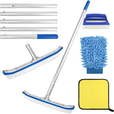 Brosse Piscine, Brosse de Nettoyage pour Piscine de 43 cm, Balai Piscine avec Barre en Aluminium Réglable en Longueur de 180cm (1/5)