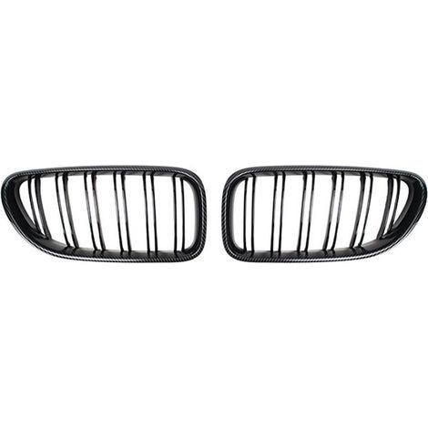 Pour F06 F12 F13 Série 6 M6 Style 2012-2017 Grilles Avant en Fibre de Carbone + Noir Brillant (1/2)