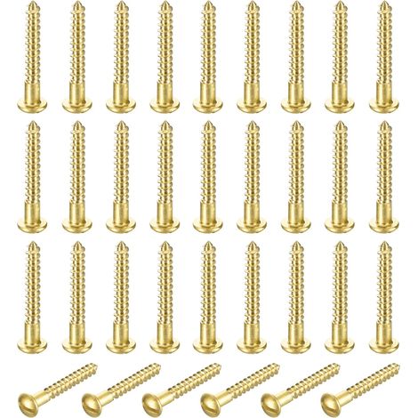 35 Vis En Laiton M3.5 x 25mm Tête Ronde Fendue Doré (1/5)