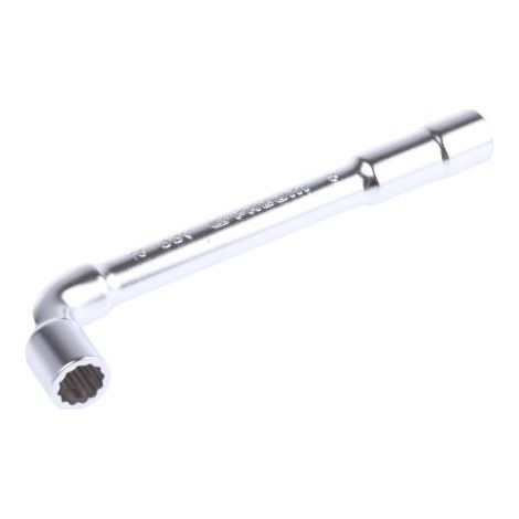 Facom – Clé à pipe débouchée forgée 6x12 pans D.8mm L.114mm – Tête courte à 30° pour serrages puissants – Finition chrome satin
