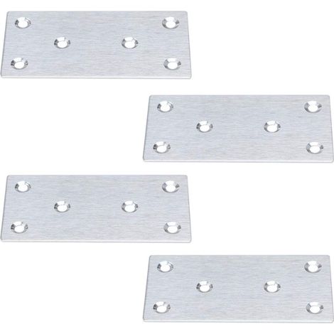 4pcs Équerre Plate Équerre de Fixation Plaque Equerre d'angle Droit assemblage Réparation Fixation Meuble Acier Inox Attache Vis 100x50 mm (1/5)