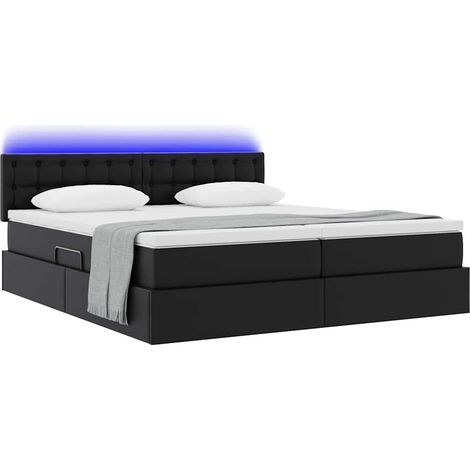 Maison Exclusive - Bett mit Stauraum und LED Schwarz 180 x 200 cm