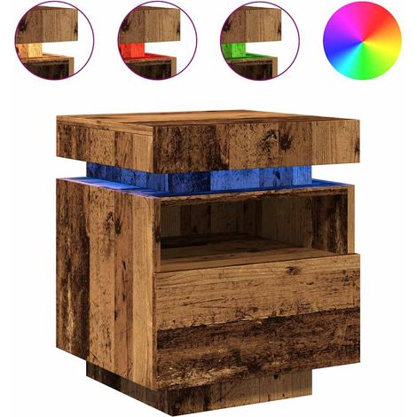 Maison Exclusive - Nachttische mit LED-Leuchten 2 Stk. Altholz-Op