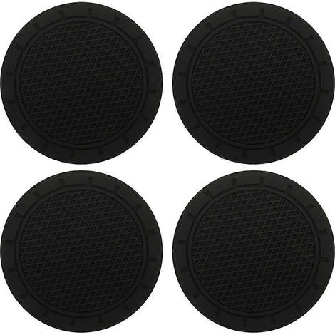 Lot de 4 sous-verres pratiques pour voiture, sous-verres simples pour boissons-7X7cm-Black (1/2)