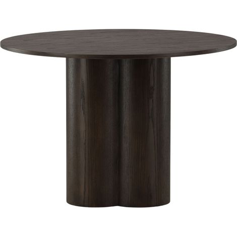 Table à manger 4 personnes ronde en bois - Bois foncé - Olivia (1/5)