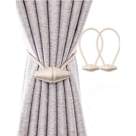 Embrasses de Rideau Magnétiques avec Aimant Plus Grand de Mise à Niveau, Paquet de 2 Retenues de Draperie de 48 cm pour Rideau Intérieur et Extérieur - Beige (1/3)