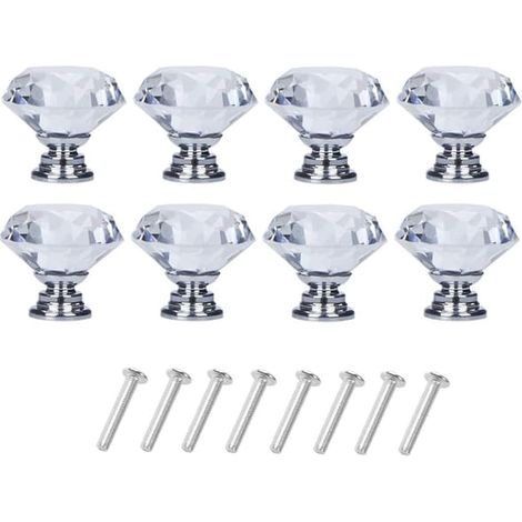 Boutons en verre transparent/argenté en forme de losange (8 pièces) (1/5)