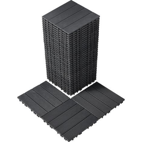 VEVOR Piastrelle per Patio ad Incastro 36 Pezzi 300 x 300 x 20 mm, Piastrelle Impermeabile in Plastica, Piastrelle per Tutte Le Condizioni Atmosferiche, per Portico Piscina Cortile, Grigio Scuro