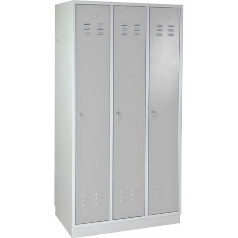 Armoire vestiaire 3 portes Gris clair - 890 x 500 x 1775 mm