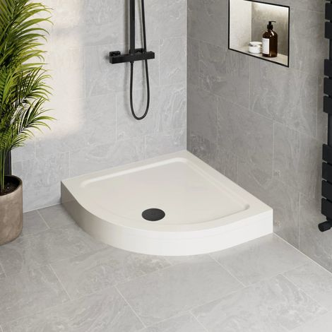 800 x 800mm Easy Plumb Non Slip Quadrant Shower Tray for Enclosure with Black Waste (1/3)