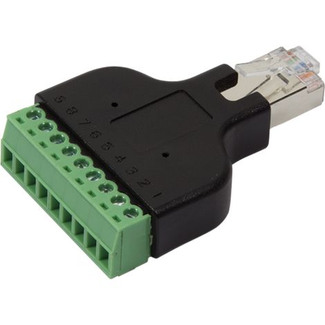 Adaptateur RJ45 pour bornier 8 broches Logilink, fiche RJ45 Terminal8P8C (1/5)