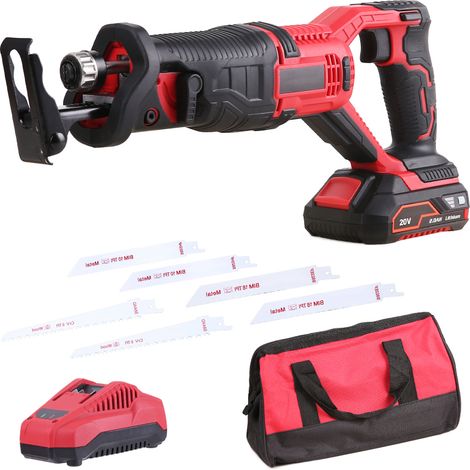 Beyamis Scie alternative sans fil 20 V, batterie lithium 2,0 Ah, vitesse variable de 0 à 3 000 tr/min, 6 lames de scie, conforme aux normes UE (1/5)
