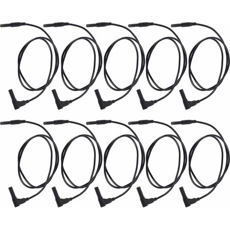 10er-Set Bananenstecker-Prüfleitungen, gerade auf drehbar, Stecker auf Stecker, teleskopierbar, Schutz, J.70026, 4 mm, schwarz (1/5)