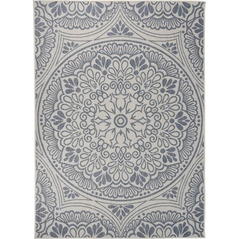 Outdoor-Teppich Flachgewebe 200x280 cm Blaues Muster