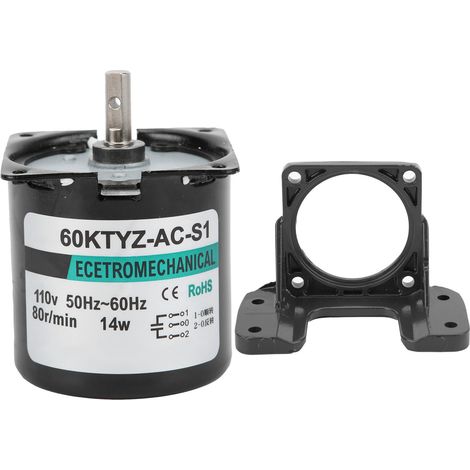 Moteur synchrone AC 14W 2 sens couple élevé aimant permanent axe central support XD60KTYZ (80 tr/min AC110V) (1/5)
