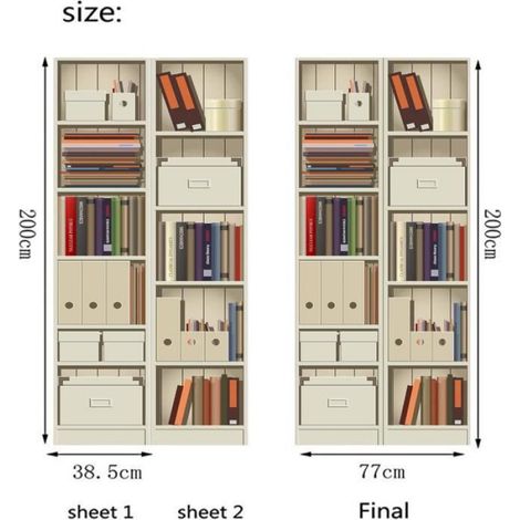 Sticker Porte - Armoire bibliothèque - 3D - PVC - 77x200cm - Décoration murale (1/4)
