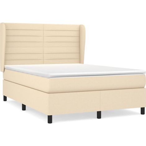 Sommier à lattes de lit avec matelas Crème 140x190 Tissu (1/5)