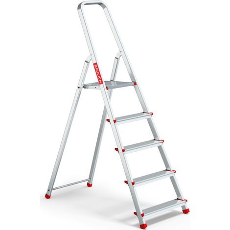 Escabeau domestique pliant en aluminium à 5 marches avec crochet, charge maximale 125 kg. (1/5)