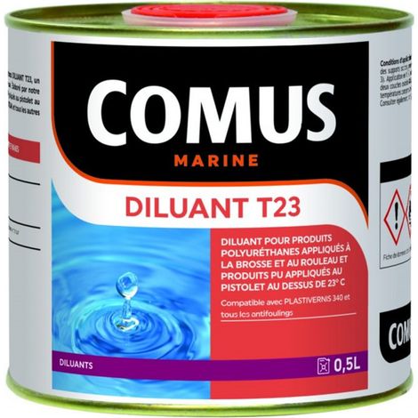 DILUANT T23 - 0,5L Diluant pour produits polyuréthanes appliqués à la brosse et au rouleau - COMUS (1/2)