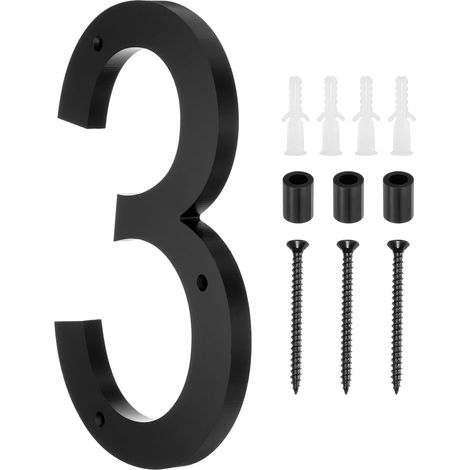 12 Inch Modern House Number Number 3 Matte Black Acrylic Floating House Number pour Outside Address Sign pour House With Nail Kit pour Mailbox Yard Home Front Door (1/5)
