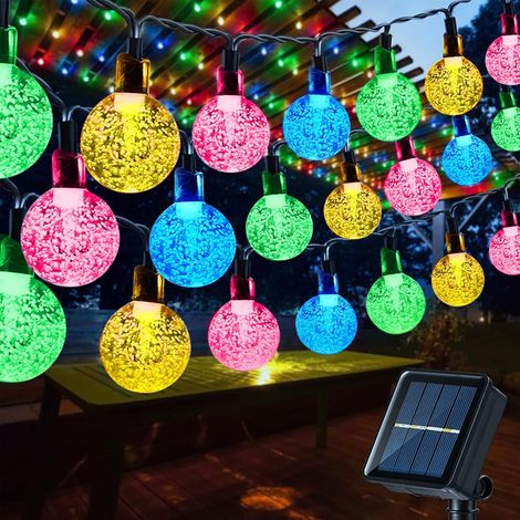 Guirlandes lumineuses solaires de jardin, 56 pi/17 m avec 100 LED, étanches, guirlandes lumineuses à boules de cristal à énergie solaire pour intérieur/extérieur, lumières féeriques décoratives pour