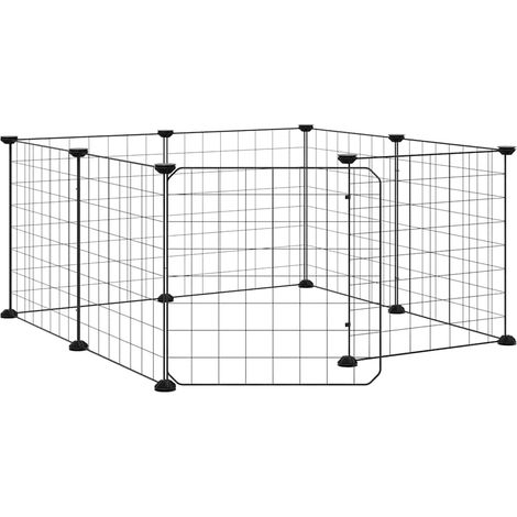 Maison Exclusive - Gabbia per animali domestici a 8 pannelli con porta nera 70x70x35 cm in acciaio (1/5)