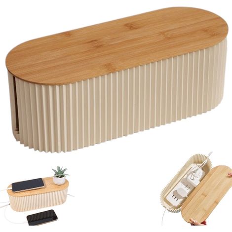 Organisateur de câbles - Boîte de gestion des câbles - Couleur bois naturel - Organisateur de câbles portable - Cache-prise - Boîte pour dissimuler les câbles (1/5)