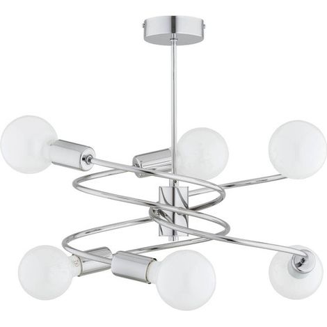 Plafoniera industriale tonda DISCO cromata 6xE27 Alfa 46cm