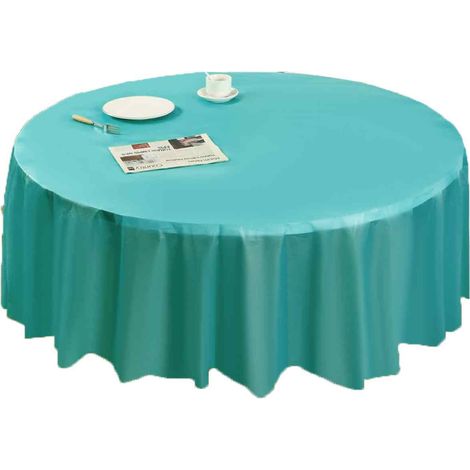 Nappe jetable ronde (213 cm) en plastique PEVA, coloris uni ou multicolore au choix. (1/5)