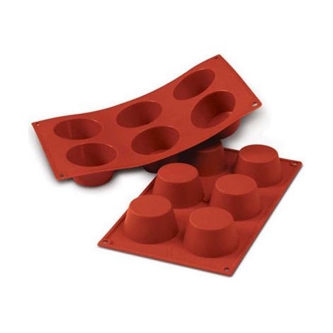 Silikomart SF023 Classic Stampo in Silicone 6 Muffin Ø 69 mm H 35 mm 100 ml colore Terracotta