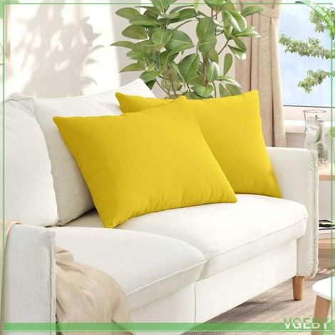 42013748 Coussins de canapé 2 pcs Jaune clair 70 x 50 cm tissu (1/5)