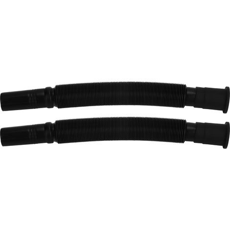 Lot de 2 tuyaux d'évacuation pour lavabo et évier, flexibles en PVC noir, pour cuisine et salle de bain. (1/5)